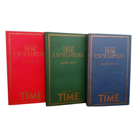 The Concord Desk Encyclopedia By Time 1982 3 Vol + Slipcase American Illustrated - Picture 1 of 4